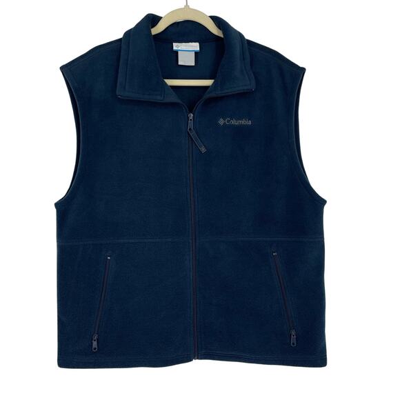 Columbia Fleece Vest Blue Men's Large Excellent Condition - Picture 1 of 9